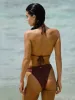 Coffee Ribbed High Cut Wide Waistband Bikini Bottom sold by BERLOOK