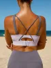 Grey Contrast Strap Sports Bra sold by BERLOOK