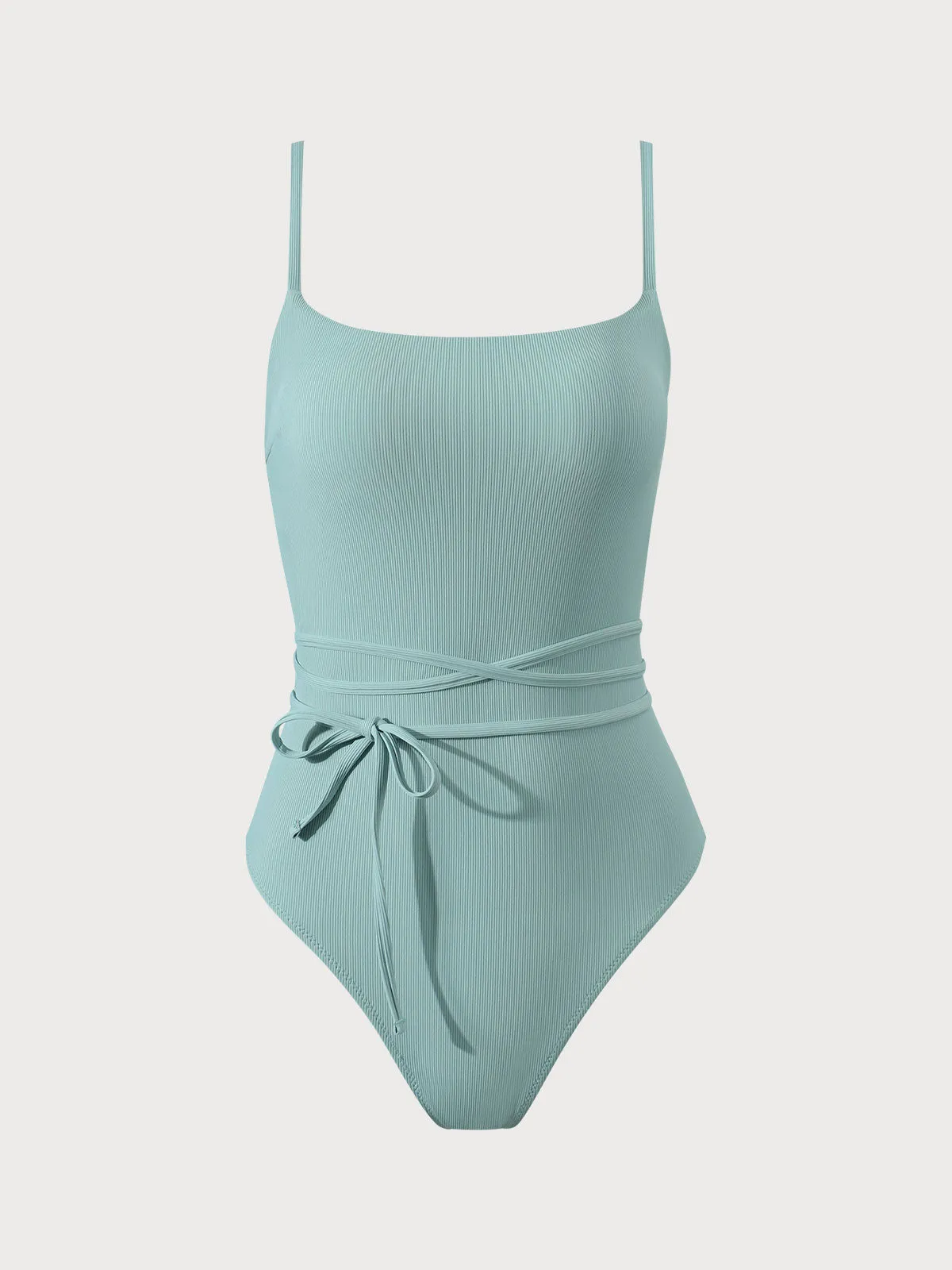 Cyan Ribbed Cross Back One-Piece Swimsuit sold by BERLOOK product image thumbnail 4