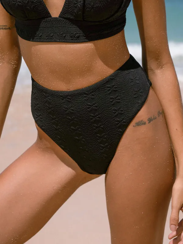 Black Floral Jacquard Bikini Bottom sold by BERLOOK