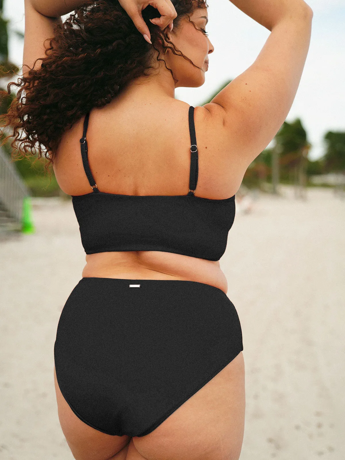 Black Ribbed Plus Size Bikini Bottom sold by BERLOOK product image thumbnail 2