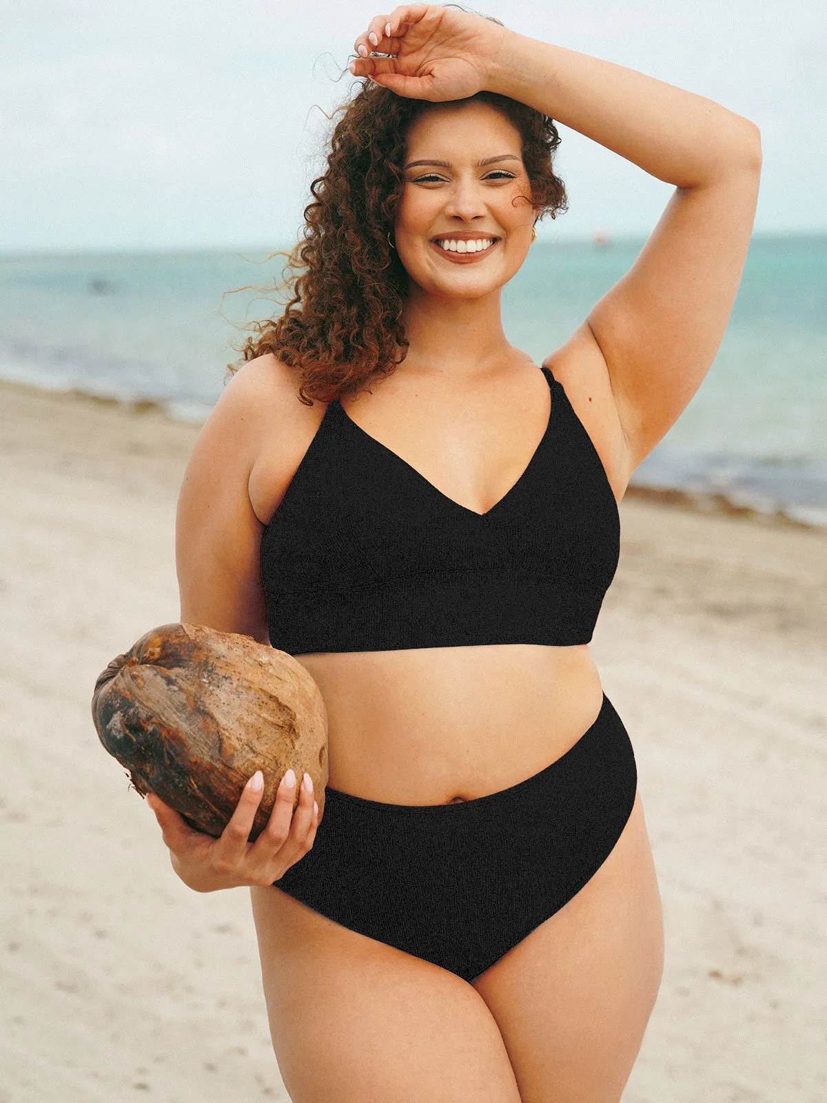 Black Ribbed Plus Size Bikini Bottom sold by BERLOOK product image thumbnail 4