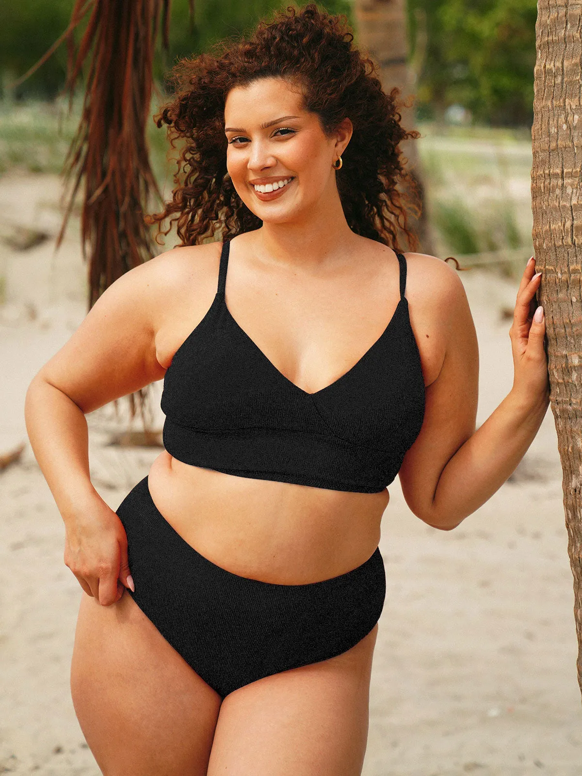 Black Ribbed Plus Size Bikini Bottom sold by BERLOOK product image thumbnail 3