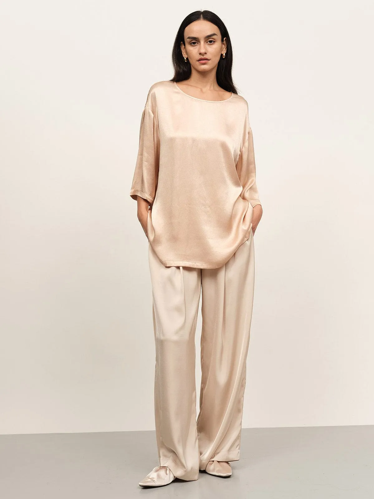 Side Split Short Sleeve Viscose Blouse sold by BERLOOK