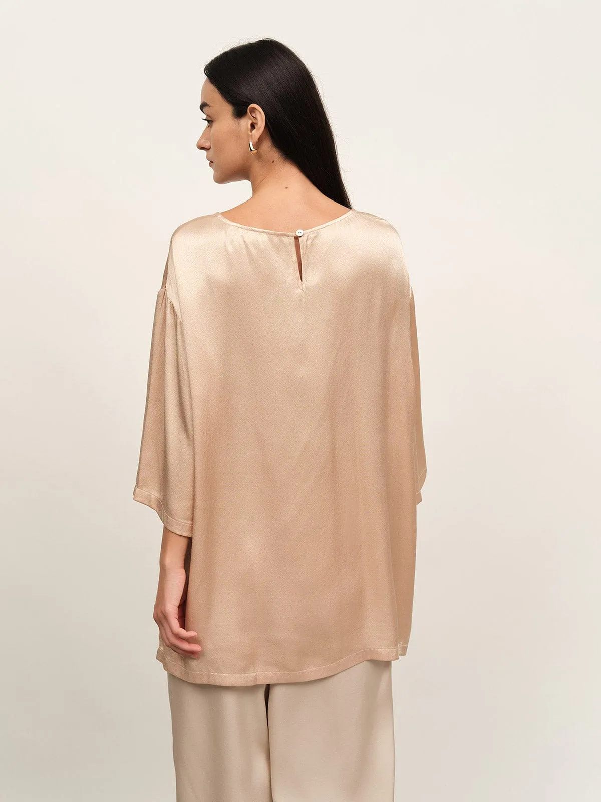 Side Split Short Sleeve Viscose Blouse sold by BERLOOK product image thumbnail 5