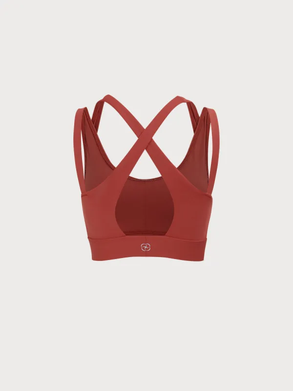 Brick Red X-Cross Sports Bra--Medium Support sold by BERLOOK