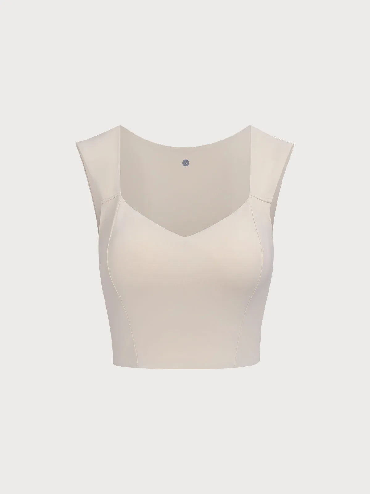 Beige V-Neck Tank Top--Light Support sold by BERLOOK