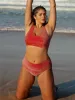Red Lurex Backless Plus Size Bikini Top sold by BERLOOK
