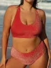 Red Lurex Backless Plus Size Bikini Top sold by BERLOOK