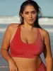 Red Lurex Backless Plus Size Bikini Top sold by BERLOOK