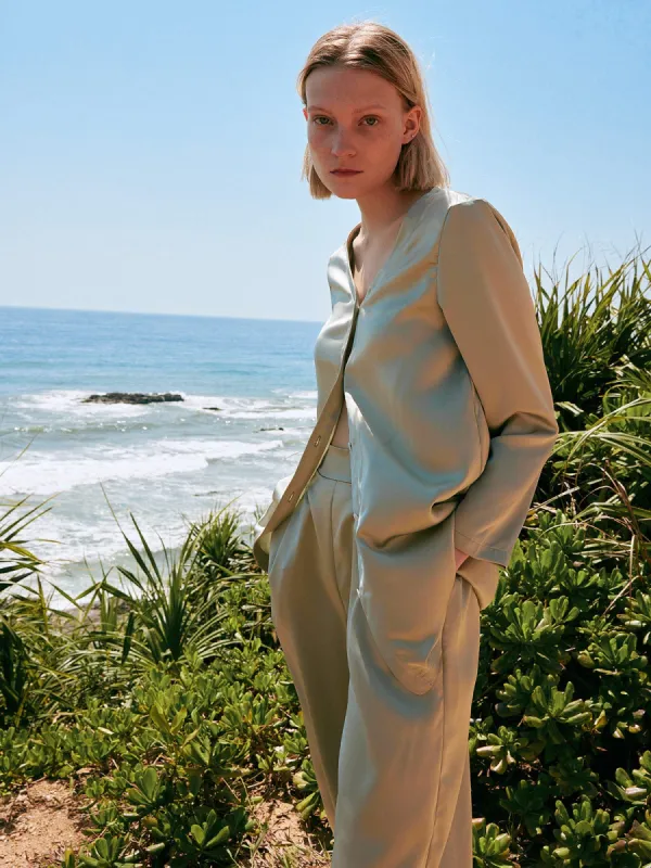 V Neck Button Blouse sold by BERLOOK