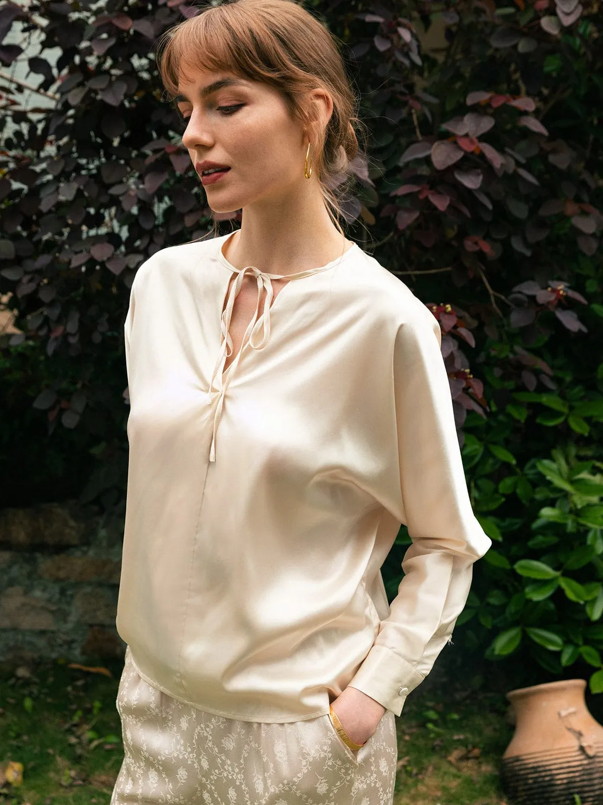 Tie V Neck Blouse sold by BERLOOK product image thumbnail 5