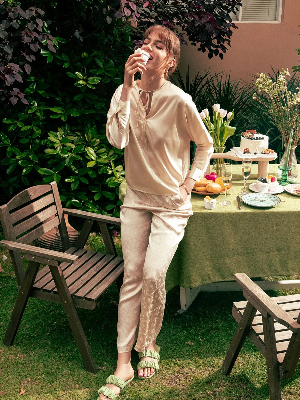 Tie V Neck Blouse sold by BERLOOK product image thumbnail 2