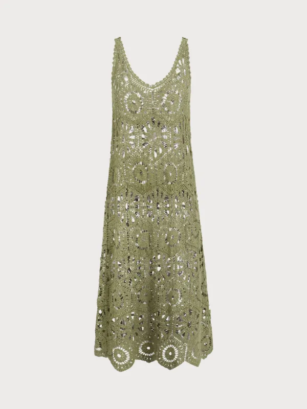 Army Green Crochet Cover-Up Skirt sold by BERLOOK