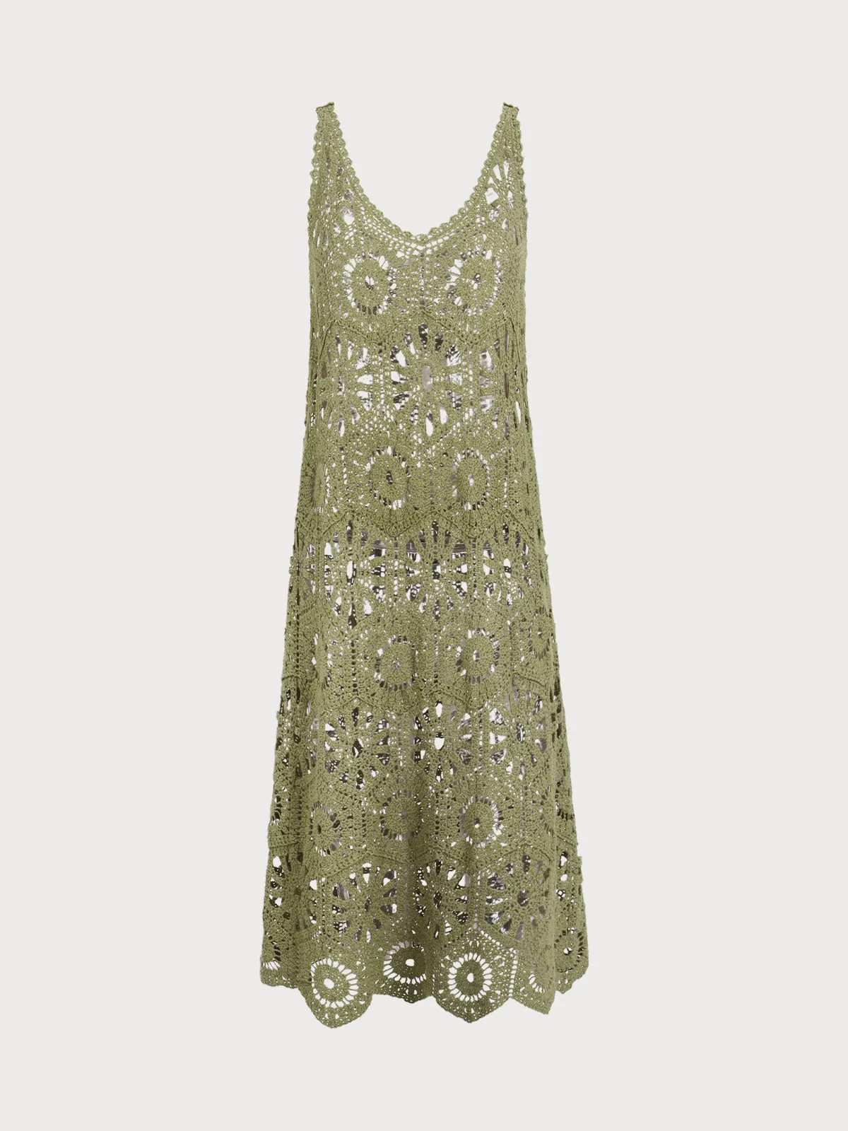 Army Green Crochet Cover-Up Skirt sold by BERLOOK