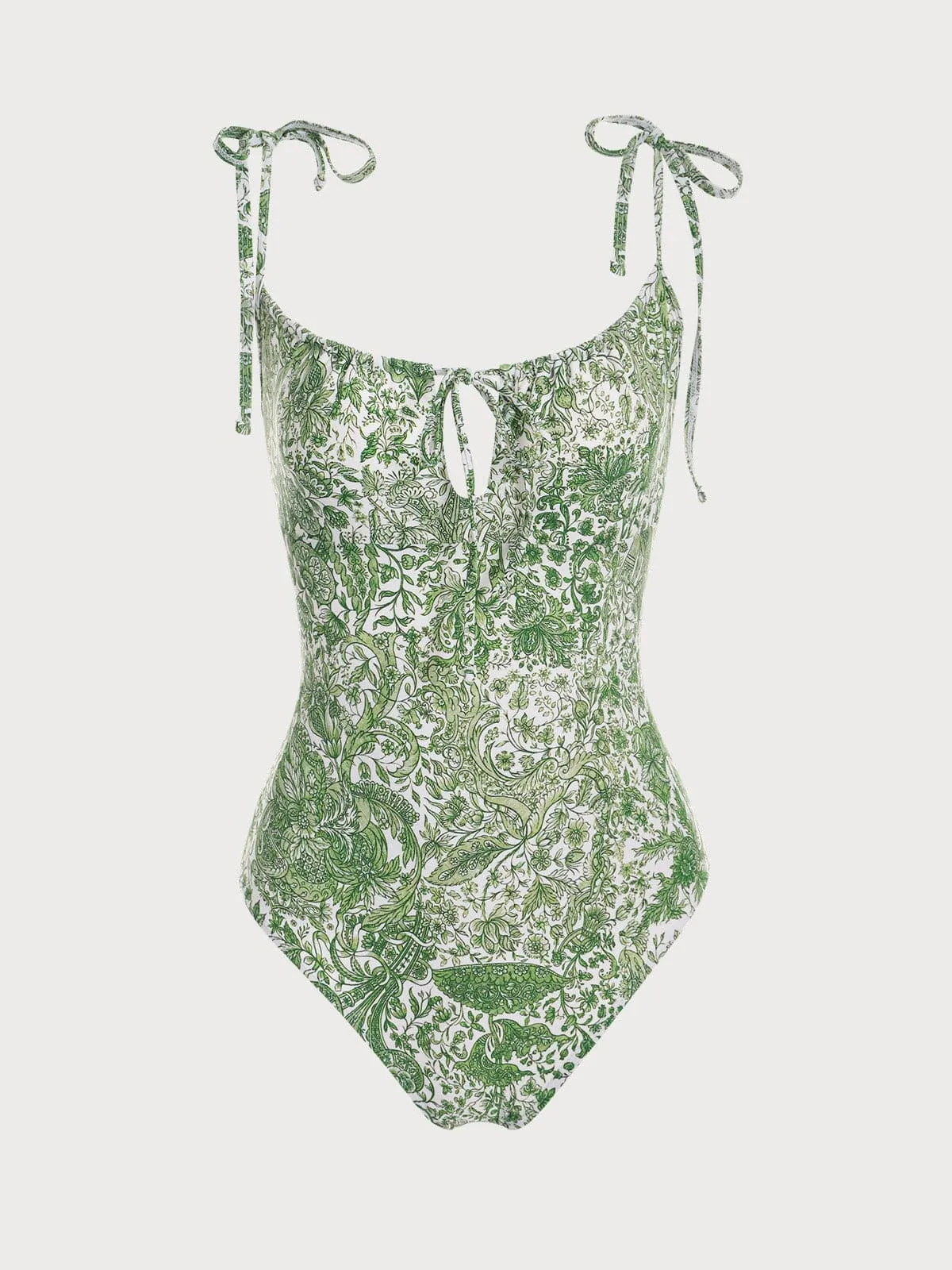 Retro Floral Drawstring Ruched One-Piece Swimsuit sold by BERLOOK