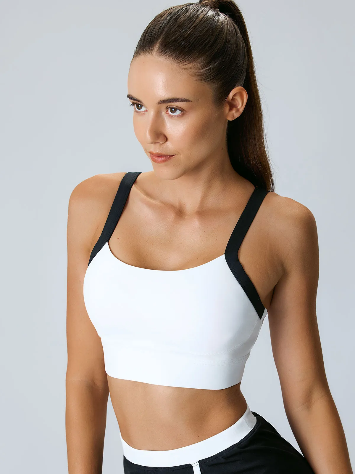 White Contrast Strap Sports Bra sold by BERLOOK product image thumbnail 3