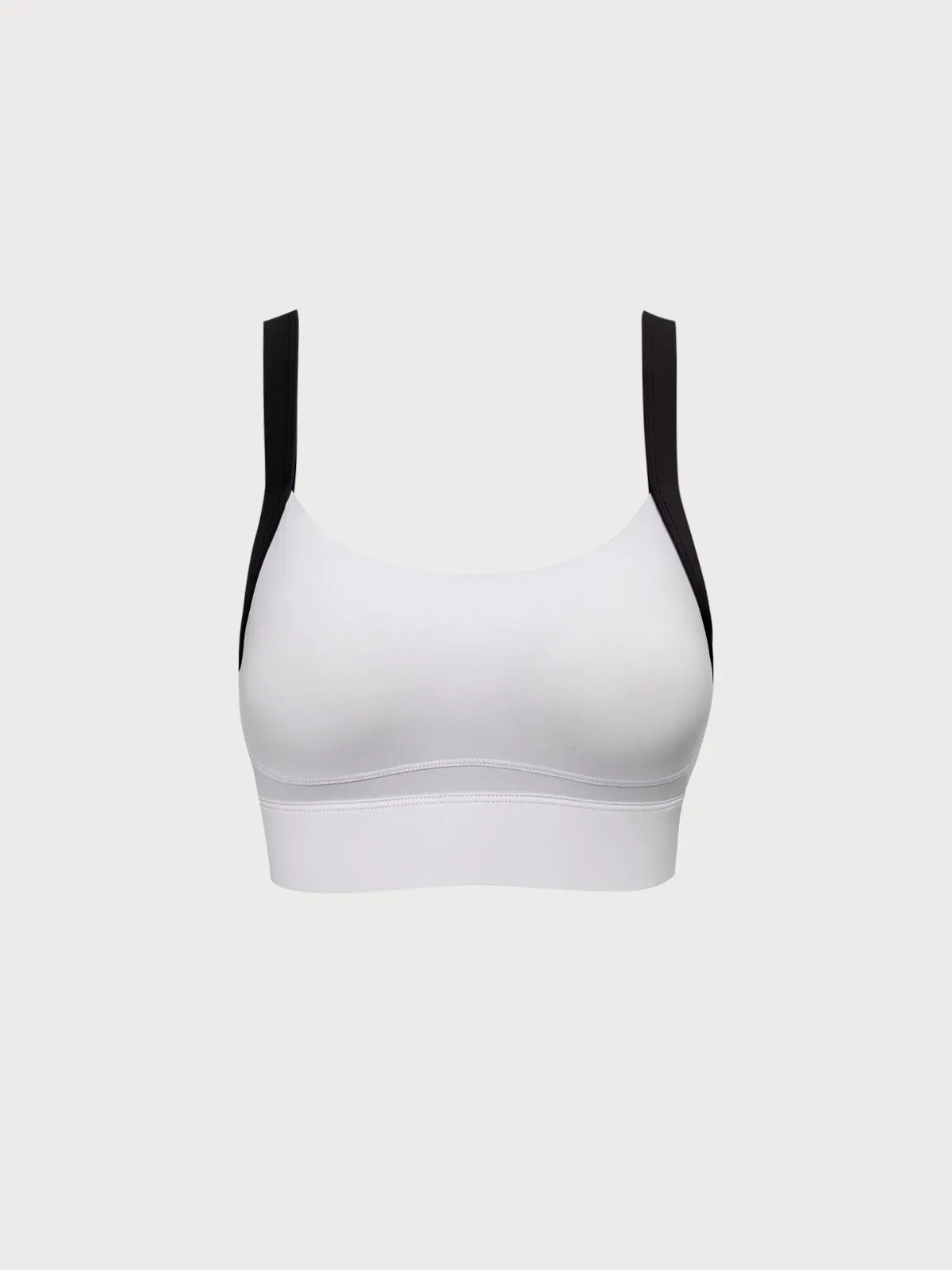 White Contrast Yoga Sports Bra sold by BERLOOK