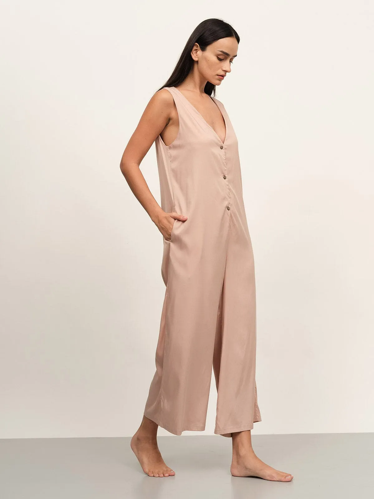 Button Up Solid Jumpsuit sold by BERLOOK product image thumbnail 4