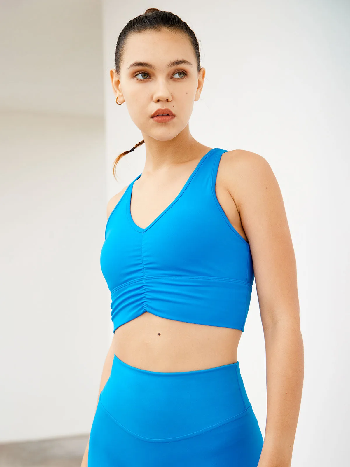 Navy Ruched Sports Bra sold by BERLOOK