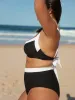 Black Contrast Trim Plus Size Bikini Top sold by BERLOOK