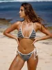 Black Geometric Textured Halter Bikini Top sold by BERLOOK