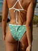 Green Jacquard Contrast Trim Bikini Bottom sold by BERLOOK