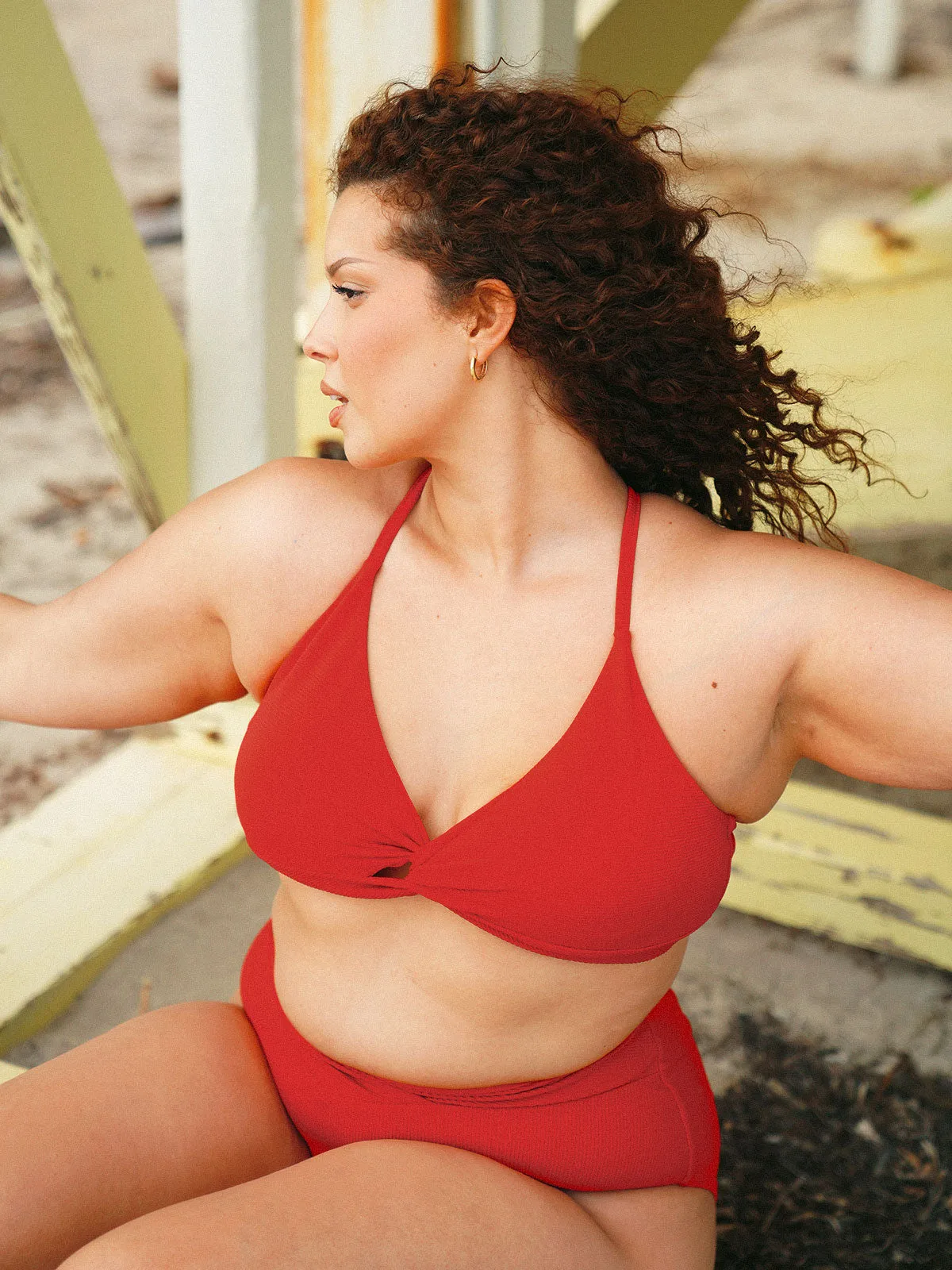 Red Twist Front Plus Size Bikini Top sold by BERLOOK product image thumbnail 2