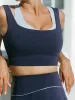 Navy Contrast U-shape Tank Top--Light Support sold by BERLOOK