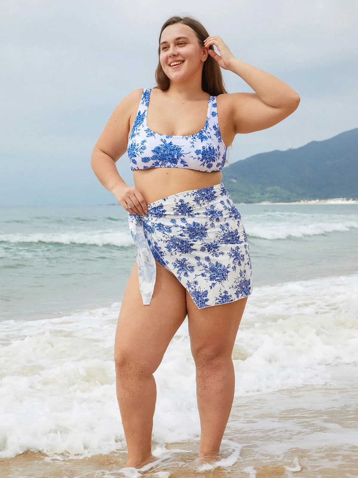 Floral Plus Size Cover-Up Skirt sold by BERLOOK