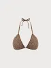 Brown Crochet Halter Triangle Bikini Top sold by BERLOOK