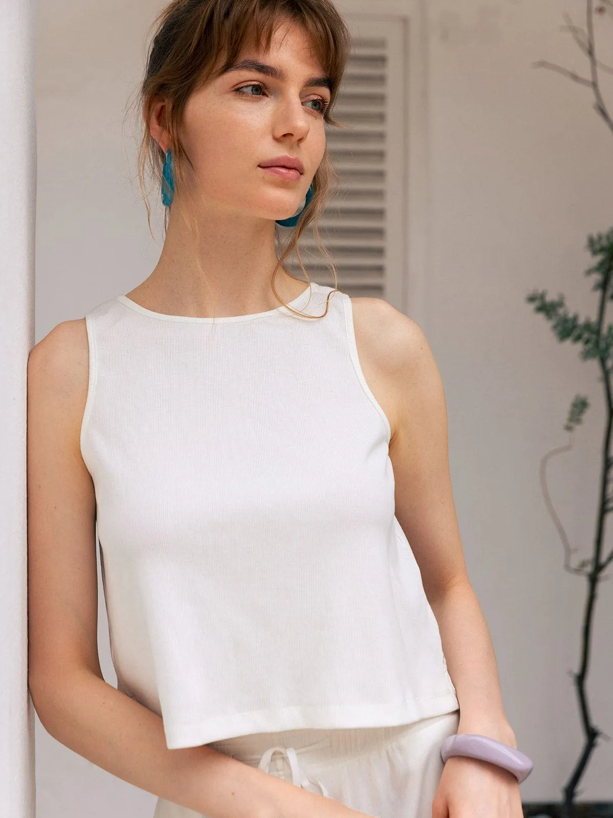 Side Split Ribbed Australia Cotton Tank Top sold by BERLOOK