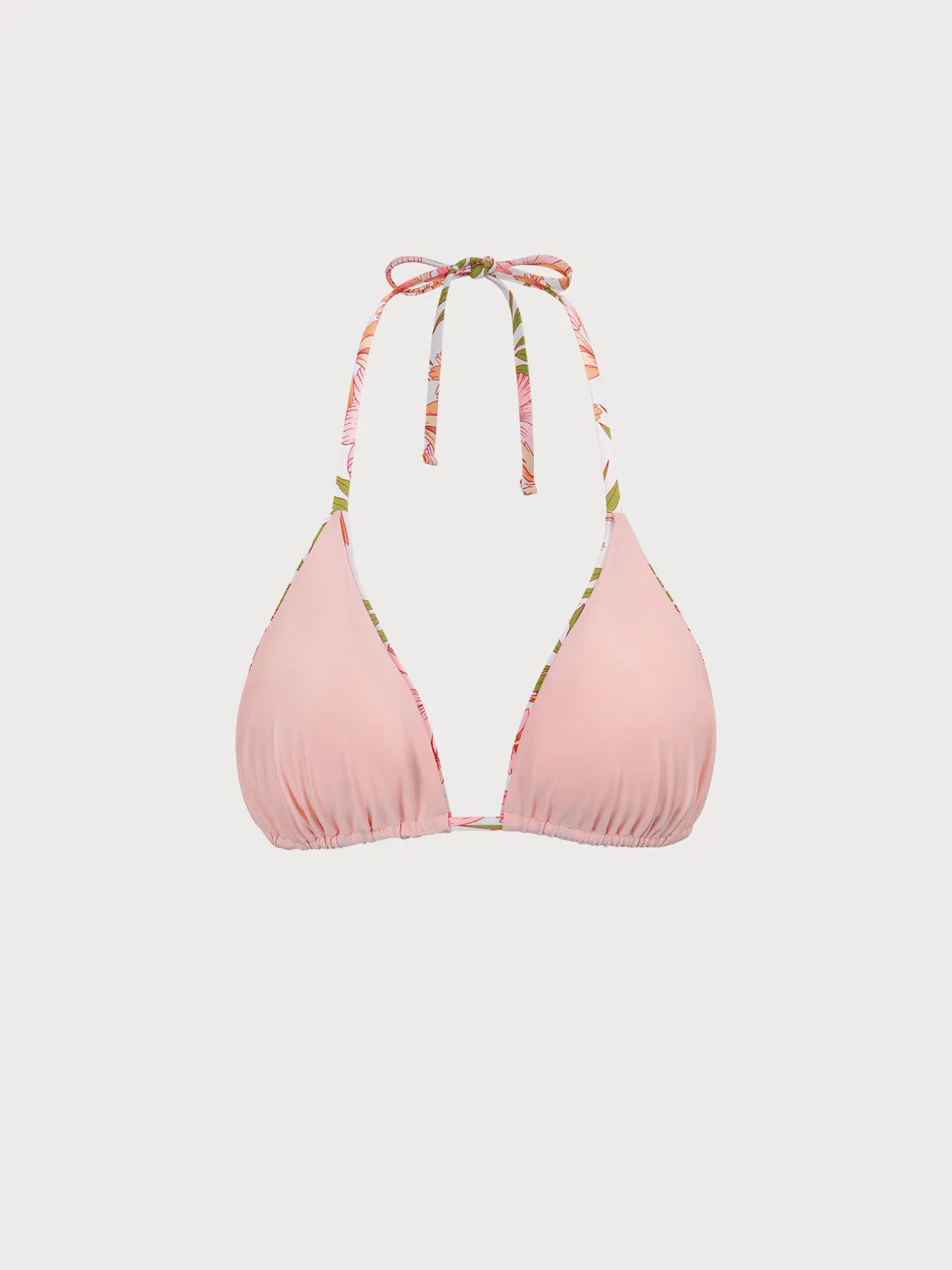 Pink Floral Reversible Halter Bikini Top sold by BERLOOK product image thumbnail 5