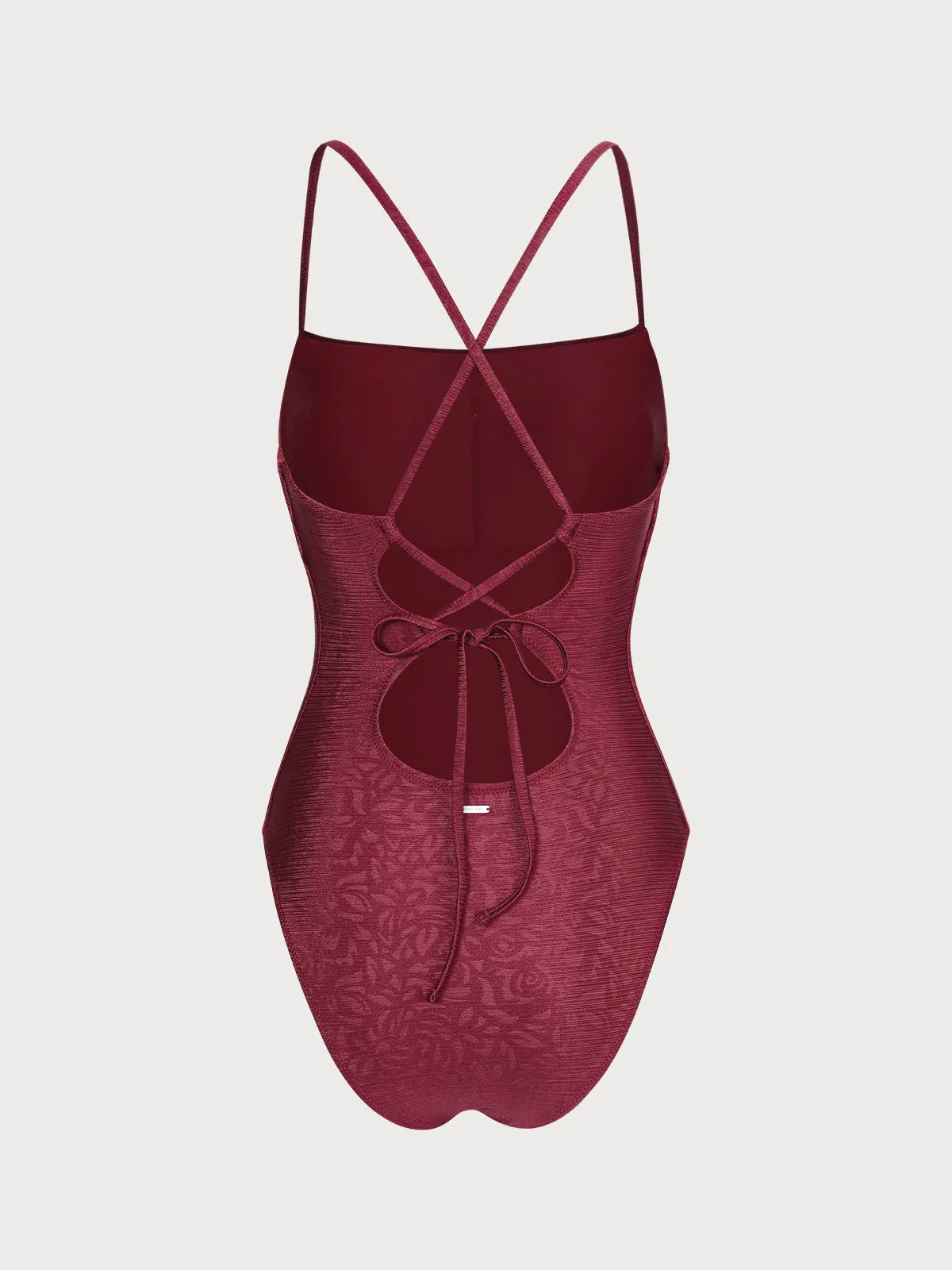 Burgundy Jacquard X Cross One Pieces Swimsuit sold by BERLOOK product image thumbnail 2