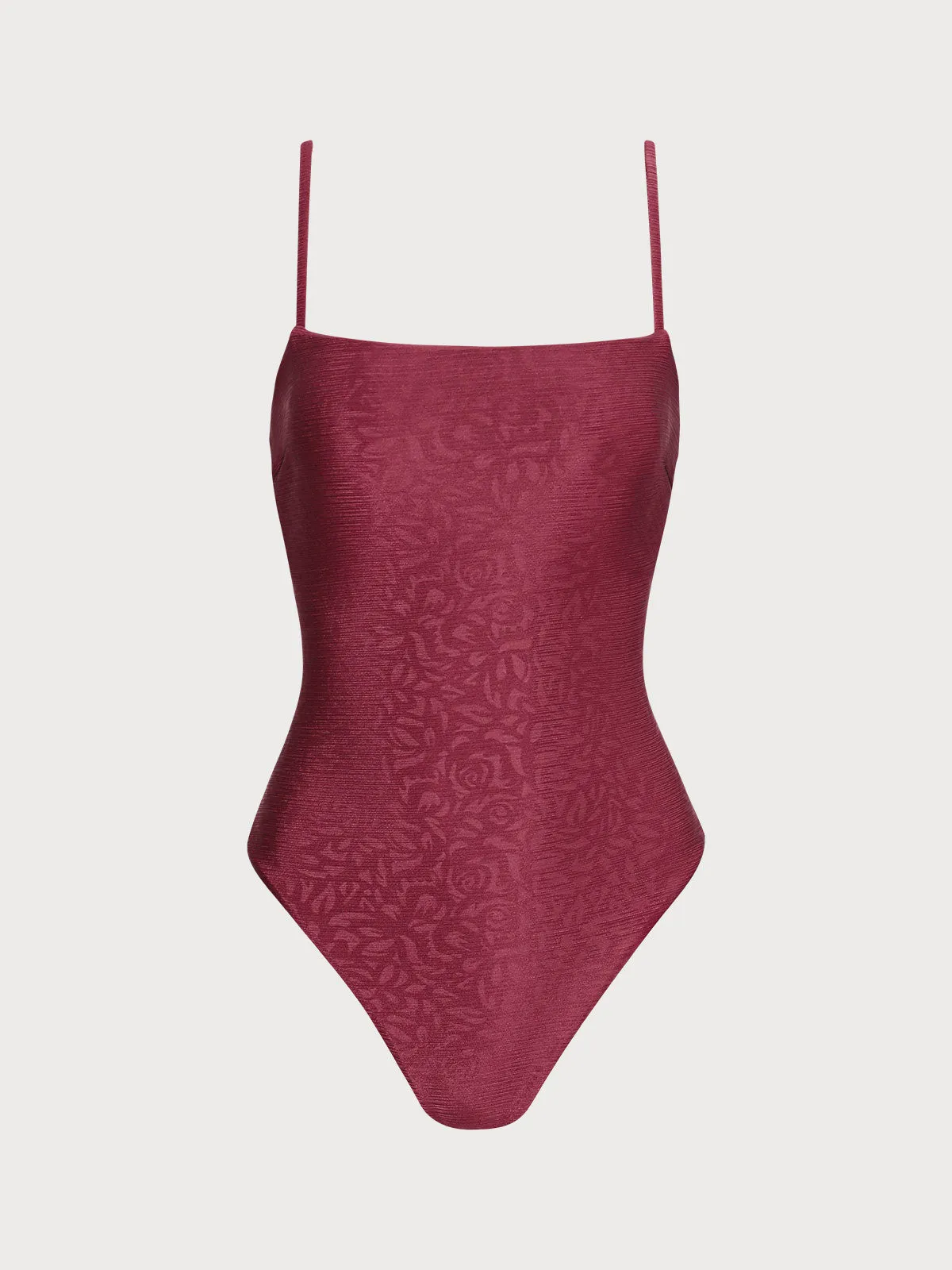 Burgundy Jacquard X Cross One Pieces Swimsuit sold by BERLOOK