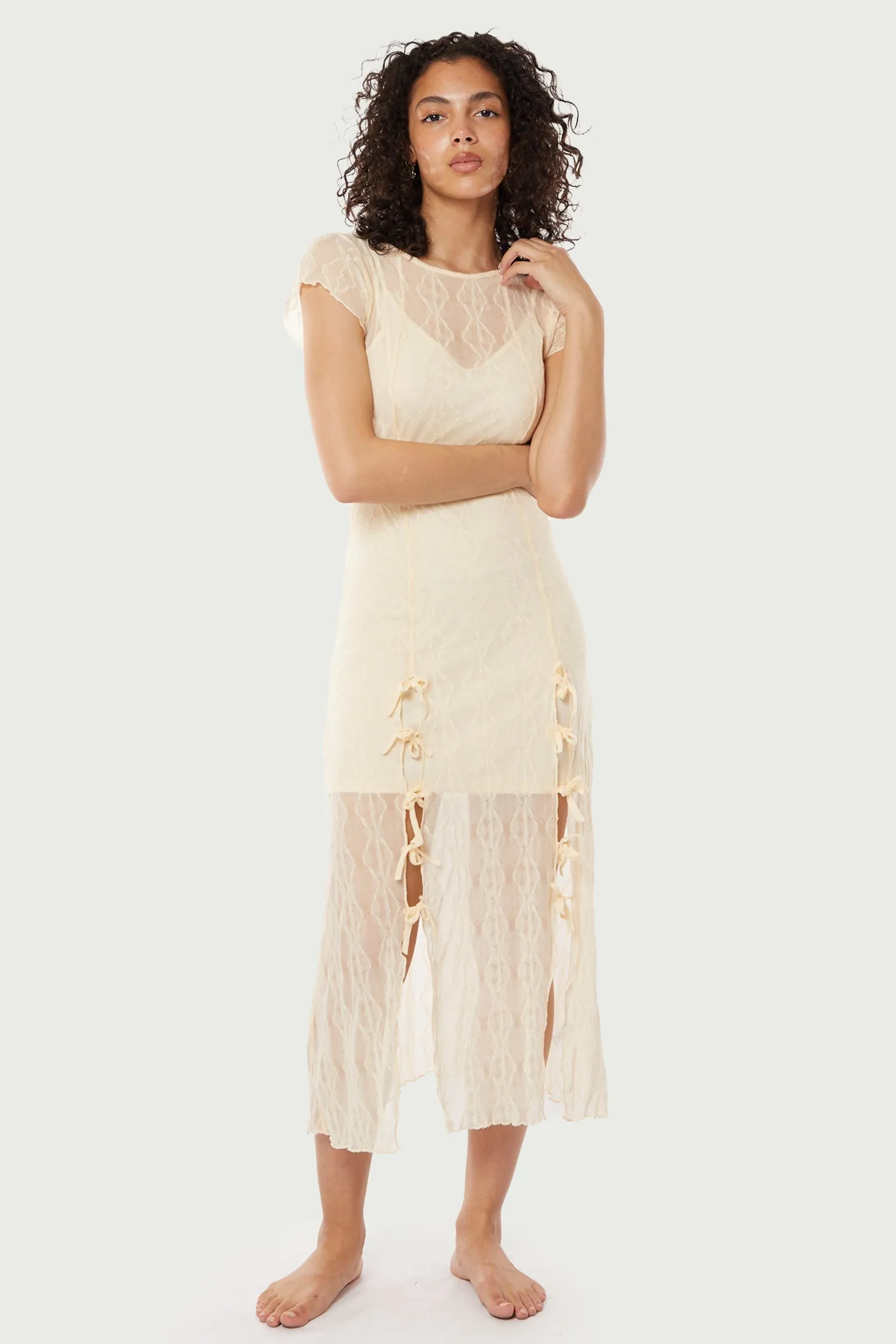 Mariposa Lace Midi Dress with Lining sold by FIND ME NOW