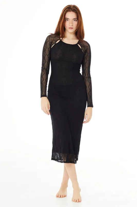 Mariposa Long Sleeve Keyhole Midi Dress sold by FIND ME NOW