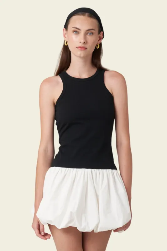 Laurel Mixed Media Bubble Mini Dress sold by FIND ME NOW