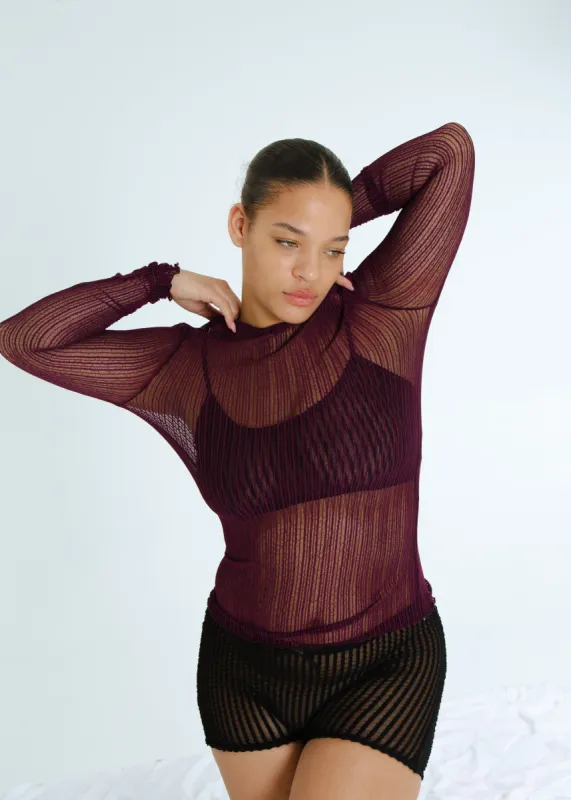 Ribbed Mesh Crew Long Sleeve sold by FIND ME NOW
