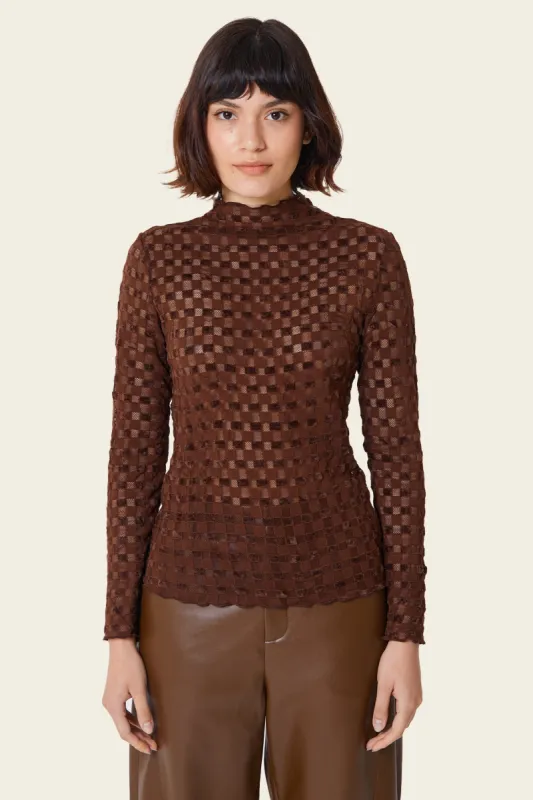 Harmony Checkered Mesh Top sold by FIND ME NOW