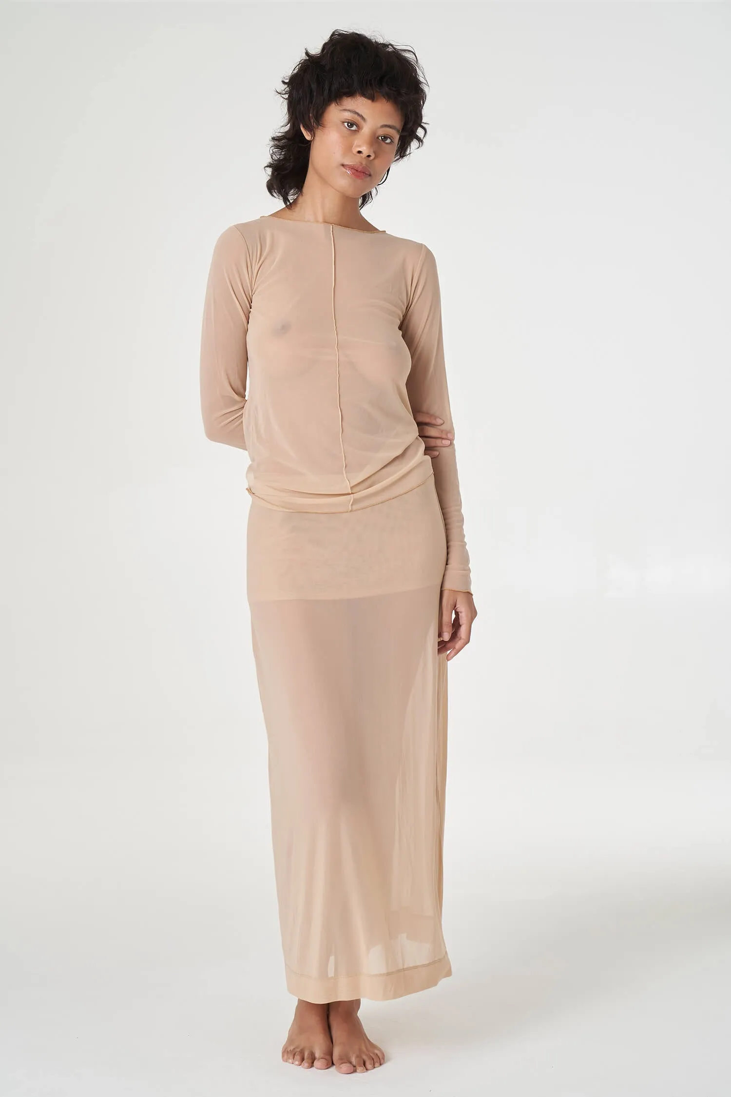 Korean Power Mesh Boat Neck Long Sleeve sold by FIND ME NOW product image thumbnail 2