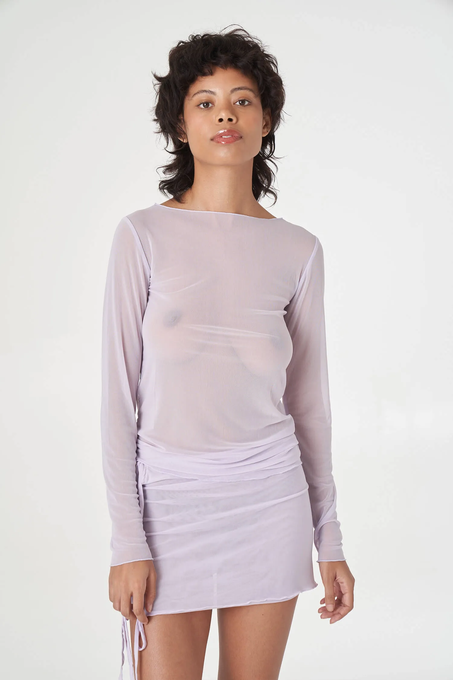 Korean Power Mesh Boat Neck Long Sleeve sold by FIND ME NOW product image thumbnail 3