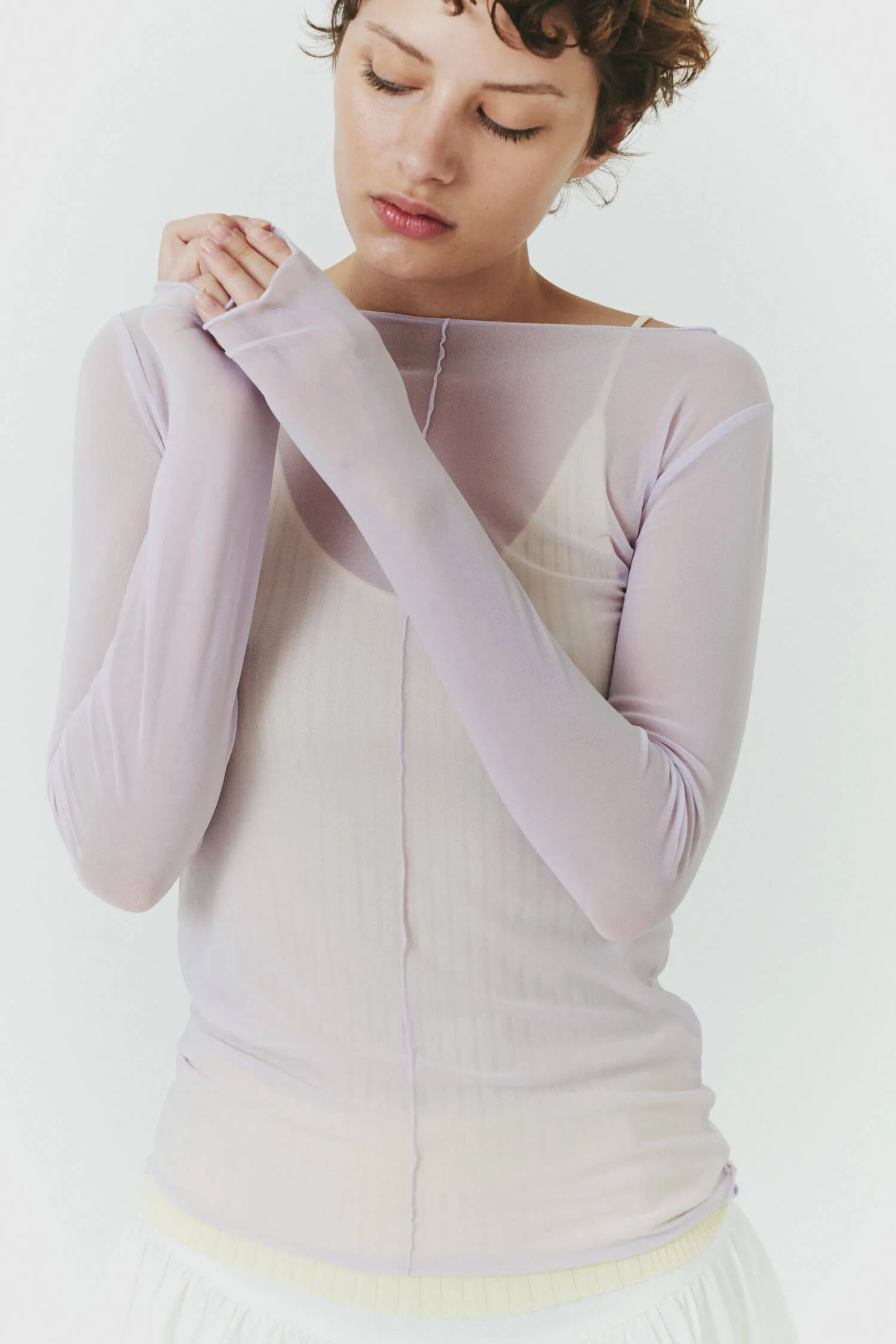 Korean Power Mesh Boat Neck Long Sleeve sold by FIND ME NOW product image thumbnail 2