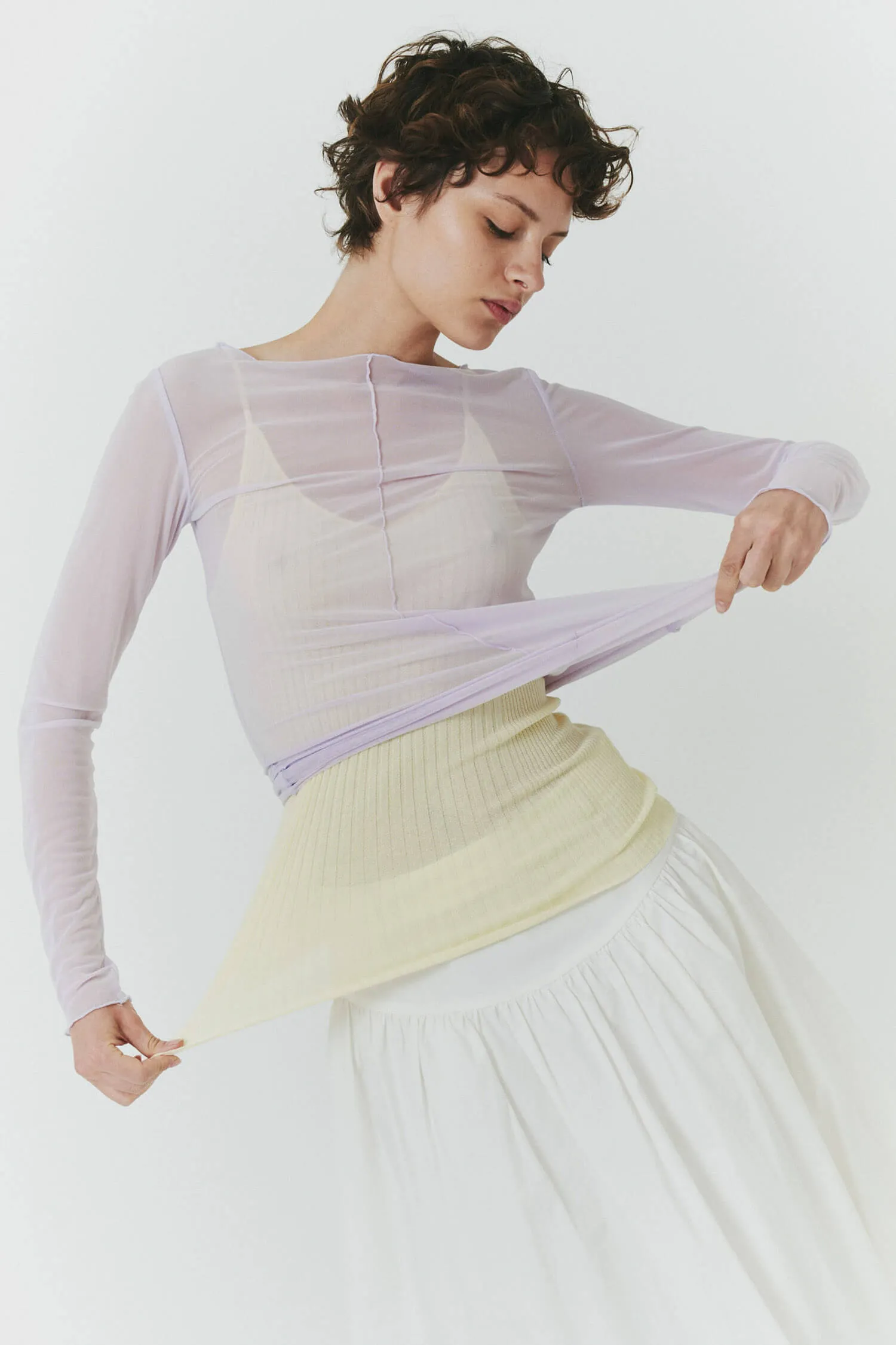 Korean Power Mesh Boat Neck Long Sleeve sold by FIND ME NOW