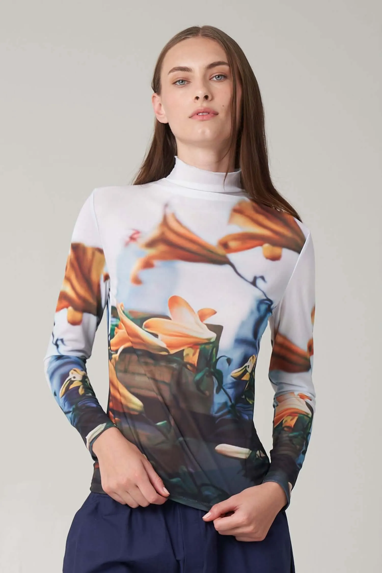 Paulie Mockneck Top in Tiger Lilies sold by FIND ME NOW product image thumbnail 2