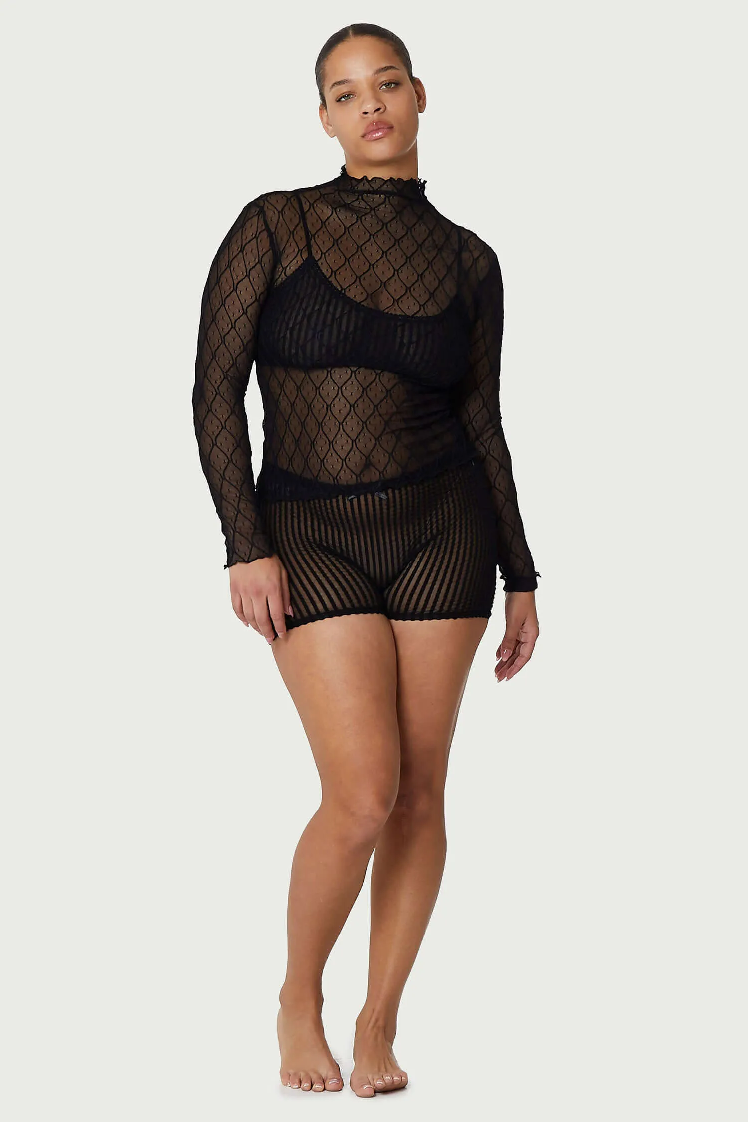 Wanda Mesh Long Sleeve Mock Neck Top sold by FIND ME NOW product image thumbnail 2