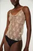 Floral Lace Front Tie Tank in Sand sold by FIND ME NOW