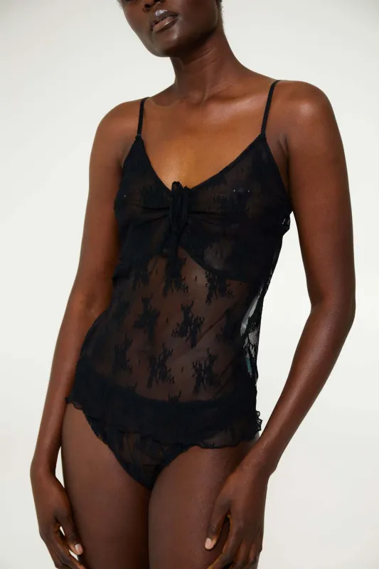 Floral Lace Front Tie Tank in Night sold by FIND ME NOW