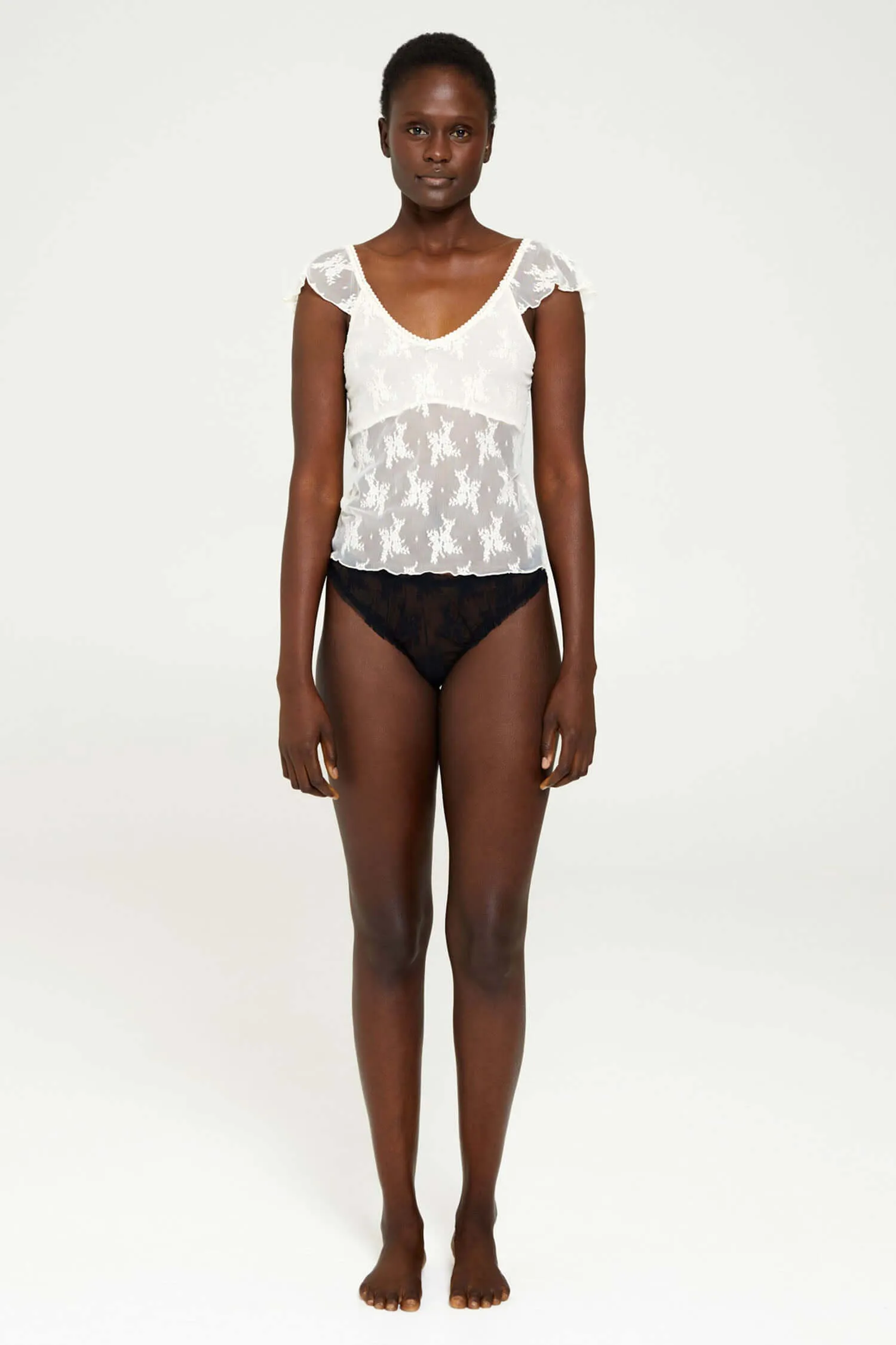 Floral Lace Flutter Sleeve Top in Cream sold by FIND ME NOW product image thumbnail 3