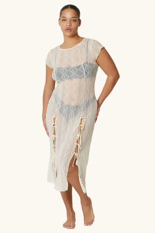 Mariposa Lace Midi Dress in Cloud sold by FIND ME NOW